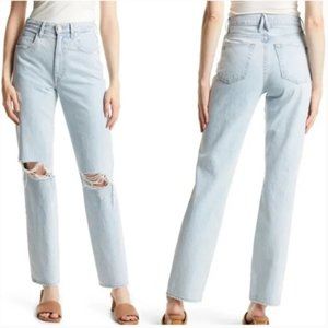 SLVRLAKE London Jeans in Love Hurts Distressed High Rise Straight Leg 24